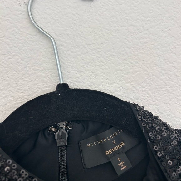 Michael Costello x Revolve Sequin Mini Dress Black Small Cutout Bodycon - Picture 4 of 6